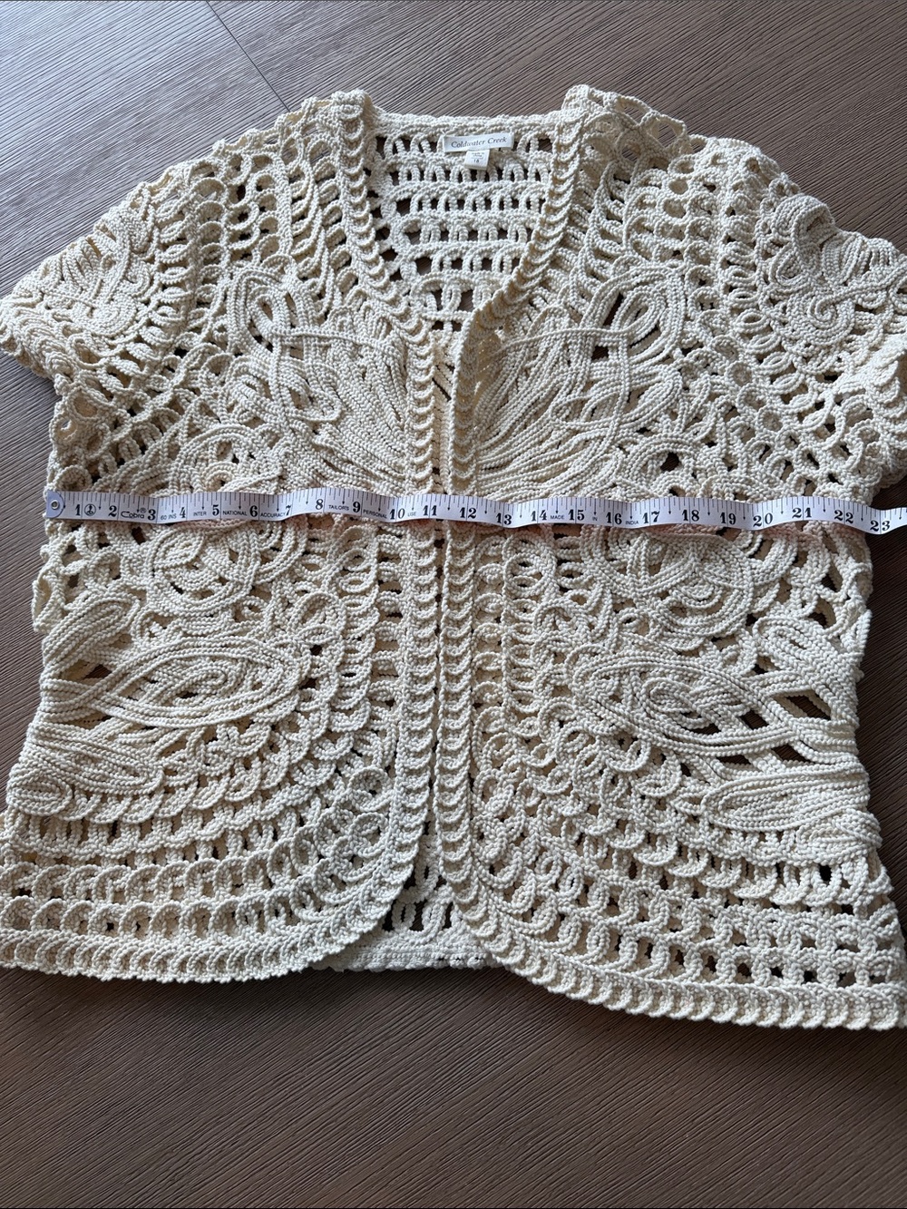 Coldwater Creek Open-Weave Crochet Cardigan - Cream - Picture 10 of 12